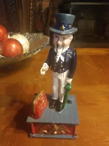 Vintage Cast Iron Uncle Sam Mechanical Bank Works Very Good Condition for repro - Picture 1 of 6