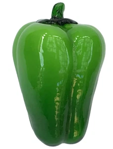 Murano Style Blown Art Glass Green Bell Pepper Vegetable Decor Paperweight - Picture 1 of 5