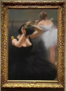 Handmade Old Master-Art Antique Oil Painting ballet girl on canvas 24"x36" - Picture 1 of 2