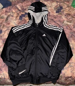 Adidas Reversible Heavyweight Jacket Youth Size Small Color Black/Gray - Picture 1 of 2