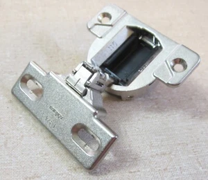 Blum COMPACT 110° Hinges 30.310-11.02, Nickel w/ 130.113-01.02 Plate, 1-1/4" OL - Picture 1 of 3