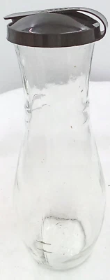 Salad Dressing Glass Cruet Bottle Clear Black Snap Plastic Top Food Vinegar Oil - Image 1 of 4