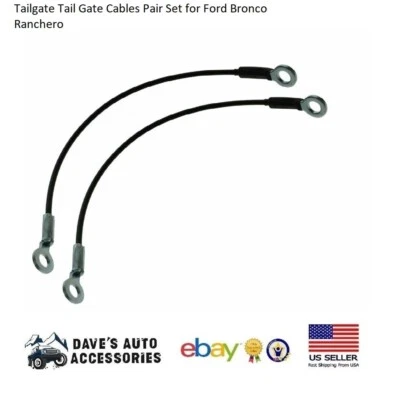 Tailgate Hinges Cables Tail Set Fits 1973-1996 Ford Bronco Eddie Bauer Sport New - Image 1 of 4