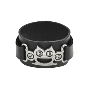 Pulsera Alchemy Gothic Rocks 5FDP Cinco Dedos Death Punch Cuero Negro Metal - Imagen 1 de 3