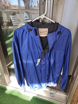 $72/$49 Vintage Woolrich Windbreaker Mesh Lined Jacket Mens Size Large Blue - Image 1 of 4