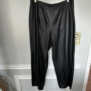 Jones Wear schwarze Lederhose Vintage seitlicher Reißverschluss Größe 14W - Bild 1 von 9