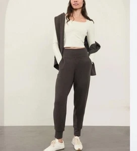 Athleta Coaster Luxe Waffle Joggers Charcoal Gray Elastic Waist Size Medium - Picture 1 of 8