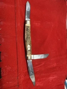 Vintage German Robi Klaas Kissing Crane Solingen Stag 3 Blade Stockman Knife - Picture 1 of 7