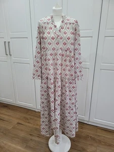 ZARA Maxi-Kleid Baumwolle Blockprint-Stil fließend Boho Hängerchen Größe Small - Bild 1 von 7