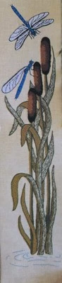 Dragonfly Bullrushes Cushion Panel Transfer Freestyle Embroidery Pattern - image 1 of 2