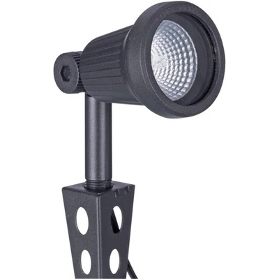 Sterno Home Ribbed 20W Cast Aluminum Halogen Outdoor Spotlight, Black (1 Pack) - Image 1 of 4