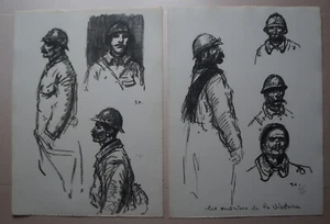 Steinlen Lot 2 Lithograph WW1 The Workers Of Victory Signed - Picture 1 of 8