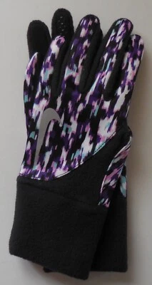 Guantes Nike Element térmicos estampados para correr para mujer negros/blancos/lila/plateados pequeños Foto 1 de 4