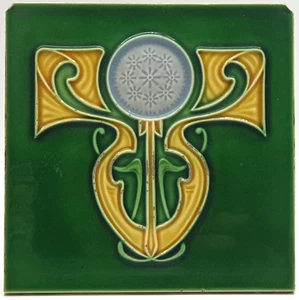 Art Nouveau Green Tile Belgium Céramiques Gilliot & Cie Hemiksem C1905 AE4 - Picture 1 of 3