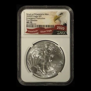 2020-P S$1 American Silver Eagle Emergency Production NGC MS70 - Free Ship US - Picture 1 of 3