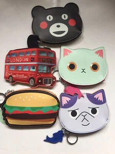 Kumamoto Bear London Bus Burger Cat Coin Case Purse Keychain Keyring Card Holder - Picture 1 of 11