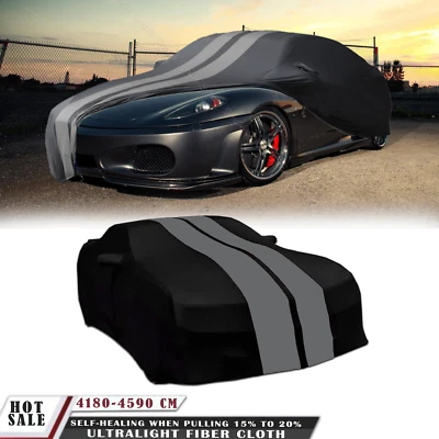 Cubierta de coche completa satinada elástica interior a prueba de polvo gris a rayas + bolsa para Ferrari 550 Foto 1 de 4