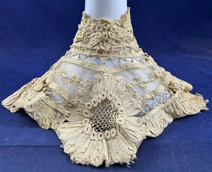 Victorian Antique Handmade Battenberg Tape Lace High Neck Collar Dress Trim VTG - Picture 1 of 5