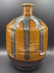 Studiokunst Keramik asiatische Vase gestempelt Steinzeug Handarbeit - Bild 1 von 11