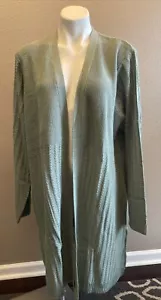 Salon Studio Sage Green Open Front Long Cardigan Sweater NWOT Women’s Size XX - Picture 1 of 14