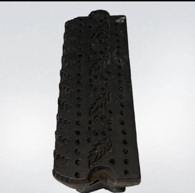 Bloque de impresión textil de madera de diseño hecho a mano usado de colección diseño de flores y árboles Foto 1 de 4