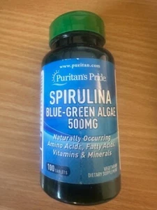 Puritan's Pride Spirulina Blue Green Algae 500mg - 100 Count (Exp: 09/2027) - Picture 1 of 3