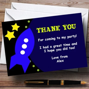 Space Rocket Personalised Birthday Party Thank You Cards - Picture 1 of 1