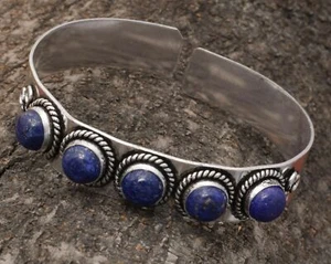 Exotic Coral & Mix Gemstone Handmade 925 Silver Plated Adjustable Cuff Bangle - Picture 1 of 27