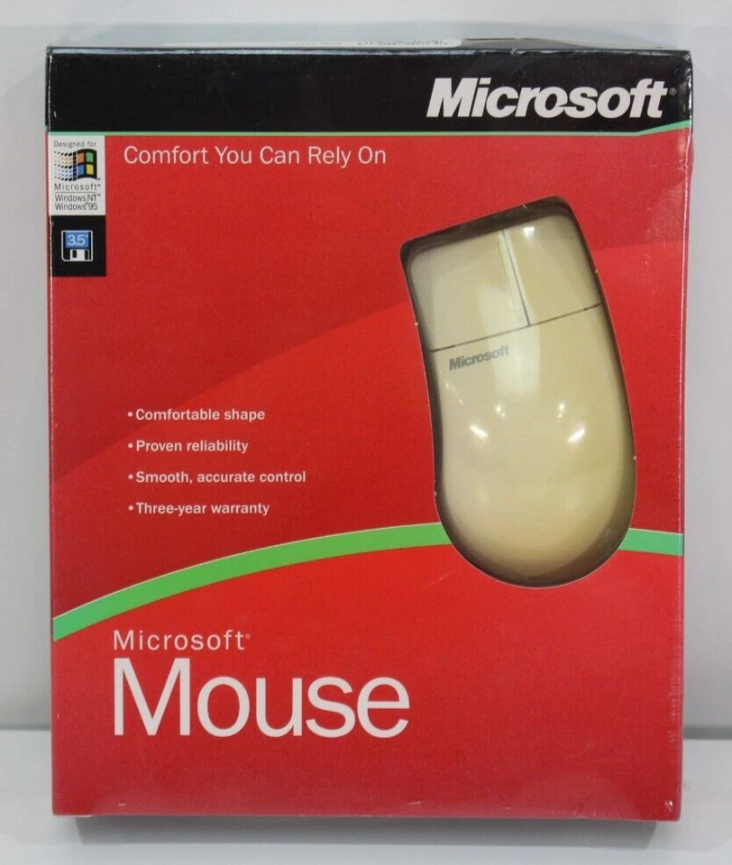 VTG NOS Microsoft Mouse 2.0 Intellipoint 365-00084 HDWR WIN32 Computer New PS/2 - Image 1 of 4