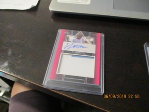 tj mccants rookie auto patch 2019 leaf pink numbered/10 perfect game