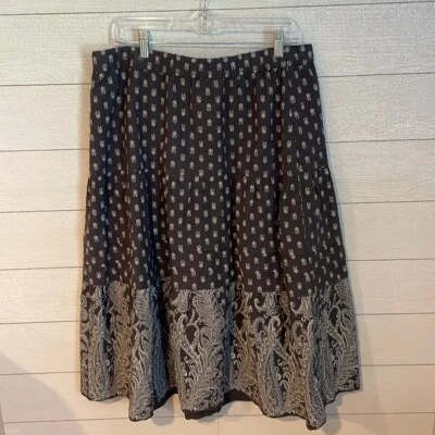 J.Jill Women's Paisley 100% Cotton Full Skirt Sz Petite Large Boho Summer Lined - Image 1 of 4