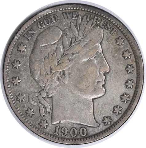 1900 Barber Silver Half Dollar VF Uncertified #210 Cover