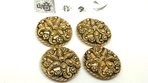 4 Stck. GOLD-farbig 35 mm Konvolut ABS-Tasten Spezial Vintage Knöpfe - Bild 1 von 6