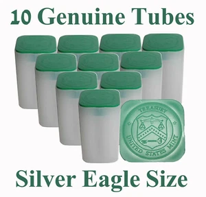 10 LOT Genuine Official US Mint Square Coin Tubes For 1 oz American Silver Eagle - Picture 1 of 4