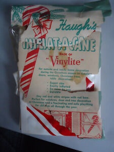 1940s Inflat-A-Cane Christmas Inflatable Vinylite Cane in Original Pack New Old