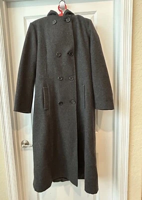 Abrigo Largo Donnybrook 100% Lana Gris Doble Pecho Talla 16 Bolsillos Clásico Foto 1 de 4