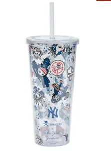 Lot of 3 TokiDoki X MLB NY New York Yankees 24oz Acrylic Tumbler Cup & Lid - Picture 1 of 8