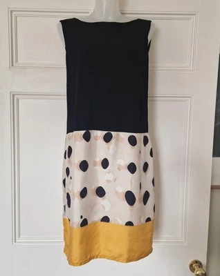 Vestido Max Mara Studio Shift Negro Chaleco Falda de Seda Mancha Negra y Amarilla Talla L  Foto 1 de 4