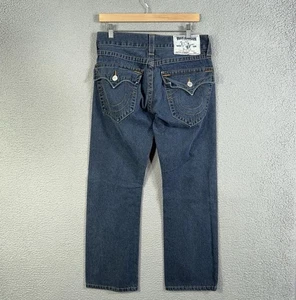 True Religion Jeans Mens 30X30 Blue Straight Horseshoe Flap Pockets Denim - Picture 1 of 14