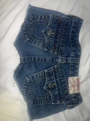 True Religion Cut Off Shorts 28 Dark Wash Daisy Dukes - Image 1 of 4