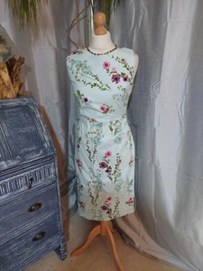Phase Eight Dress Size 10 Blue Floral Classic Elagant Wedding Ascot Cruise - Picture 1 of 6