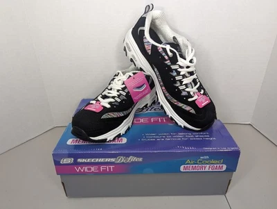Zapatilla deportiva para mujer Skechers D-Lites Interlude negra/rosa talla 8W Foto 1 de 4