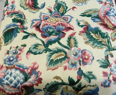 Waverly Tidewater"My Favorite Things" Fabric Jacobean Floral Cotton 2.3 yds X 54 - Image 1 of 4