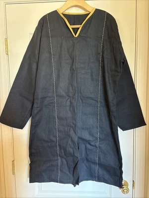 Viking Tunic Medieval Renaissance Renaissance LARP Costume Black With Gold Trim - Image 1 of 4