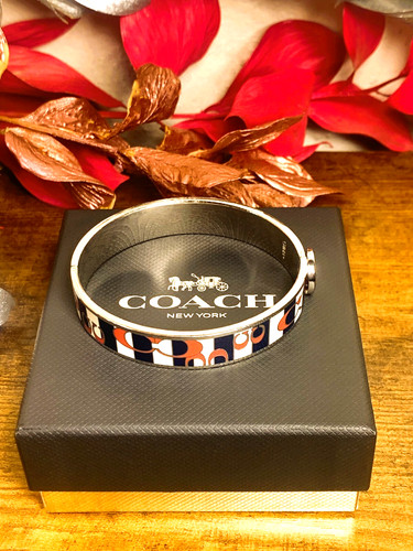 BRACCIALE BRACCIALE LARGO SMALTATO LOGO FIRMA COACH AUTENTICO