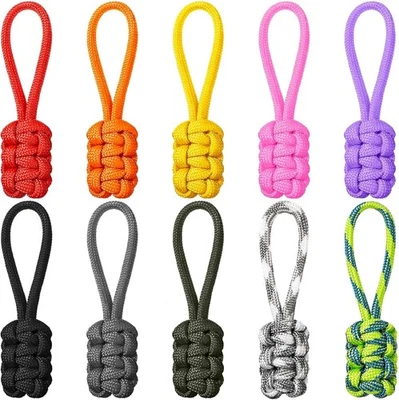 10PCS Universal Zipper Pulls Repair Kit Nylon Cord Tabs Assorted - Image 1 of 4
