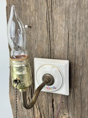 Arandela de parede antiga vintage porcelana floral lâmpada de vaidade com fio - Imagem 1 de 4