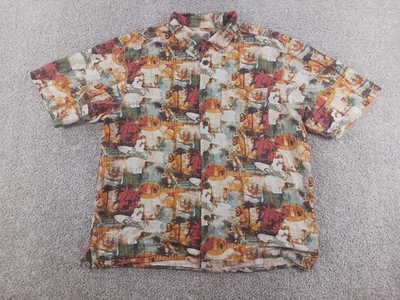 Camisa masculina manga curta Its 5 O'Clock Somewhere XL marrom floral seda - Imagem 1 de 4