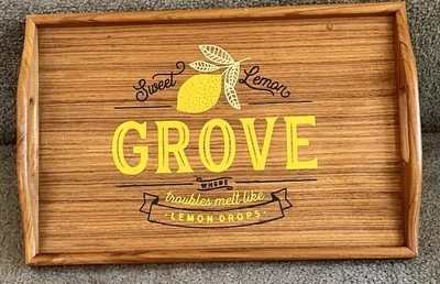 Bandeja de servir genuina con mango de teca limonada diseño rural ~ teca de Tailandia Foto 1 de 4