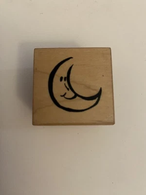 PSX B-2963 Crescent Moon Wood Mounted Rubber Stamp RS4 - Image 1 of 4